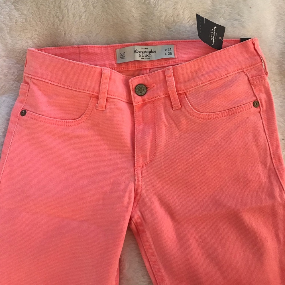 Coral Abercrombie Skinny Jeans